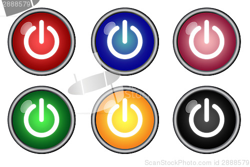 Image of Six Power On Icon Button switch graphics