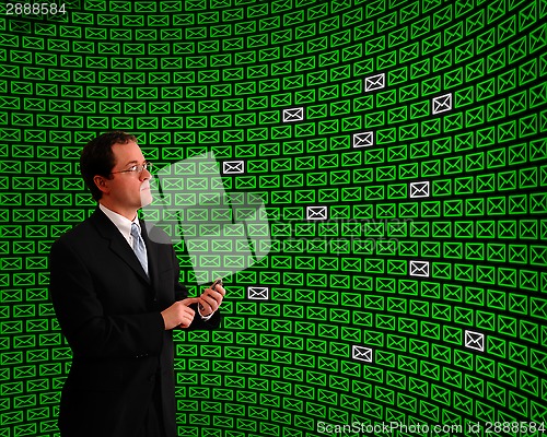 Image of Man monitoring an array of email icon