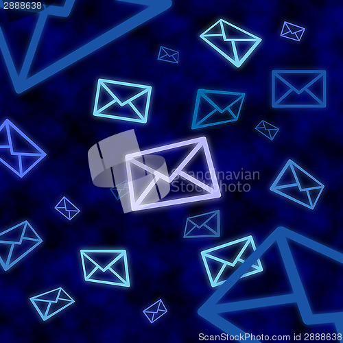 Image of Email message icons floating in blue cyberspace