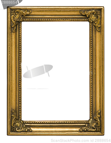 Image of Antique gold vertical picture frame against white