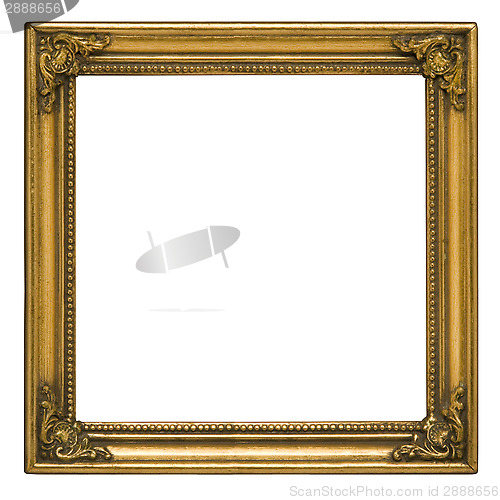 Image of Antique gold square picture frame against white