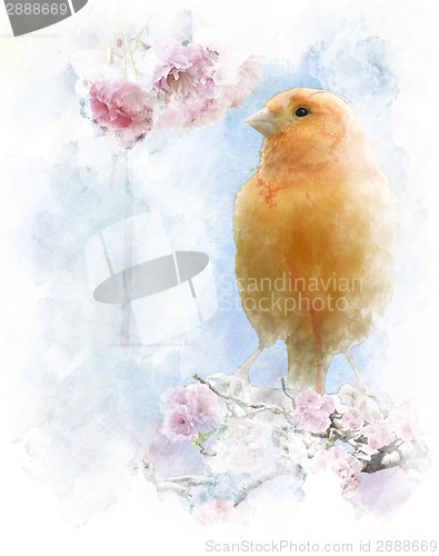 Image of Watercolor Image Of  Yellow Bird