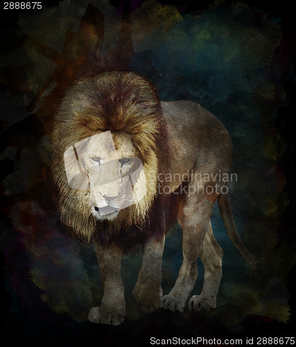 Image of Watercolor Image Of  Walking Lion