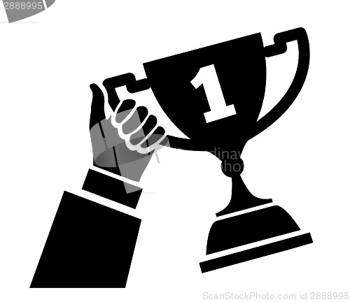 Image of Hand holding trophy