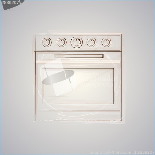 Image of Sketch vector illustration of oven