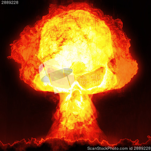 Image of nuclear bomb with skull