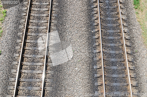 Image of two parallel railroads. aerial view