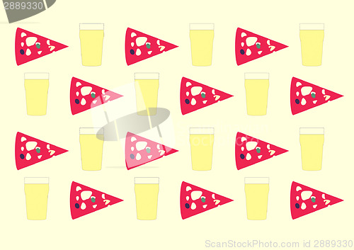 Image of Retro look Beer and pizza