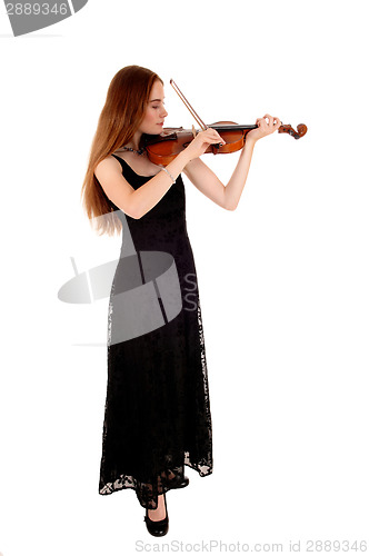 Image of Woman standing with violin.