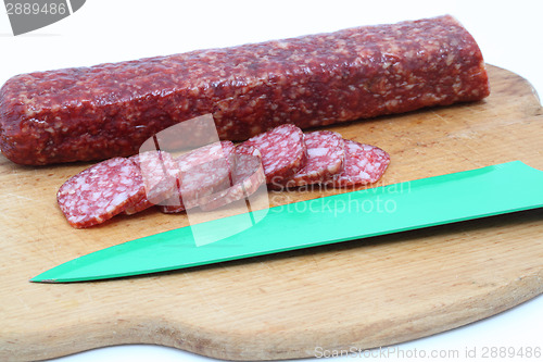 Image of sausage and knife