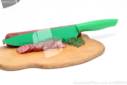 Image of sausage and knife