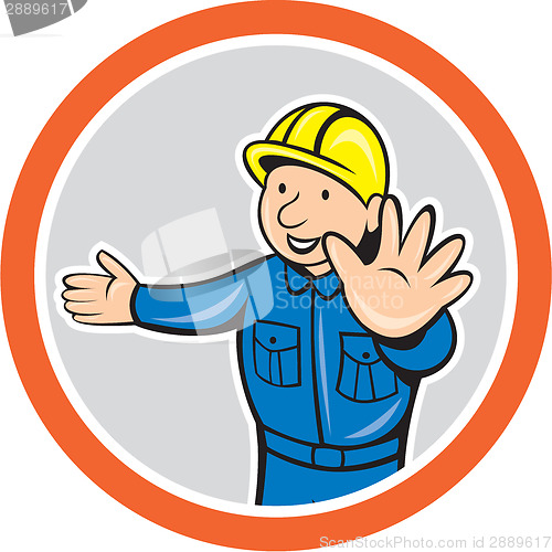 Image of Builder Hands Out Circle Cartoon