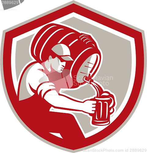 Image of Bartender Carrying Barrel Pour Pitcher Retro