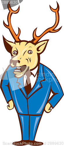 Image of Stag Deer Hands on Hips Standing Cartoon