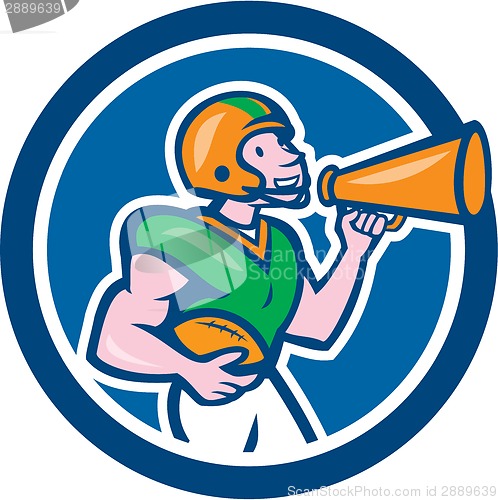 Image of American Football Quarterback Bullhorn Cartoon