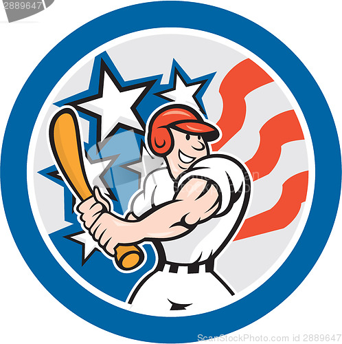 Image of American Baseball Player Batting Circle Cartoon