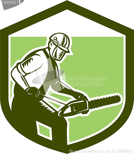 Image of Arborist Tree Surgeon Lumberjack Chainsaw Woodcut