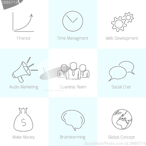 Image of Set of line business icons