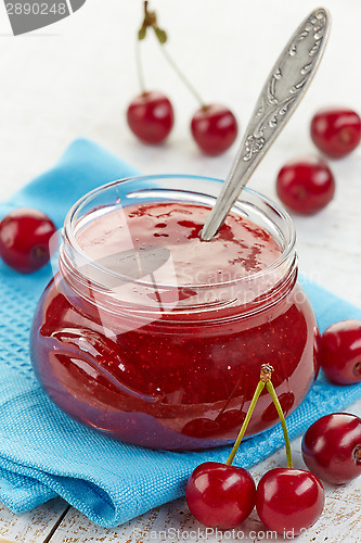 Image of jar of fruit and cherry jam