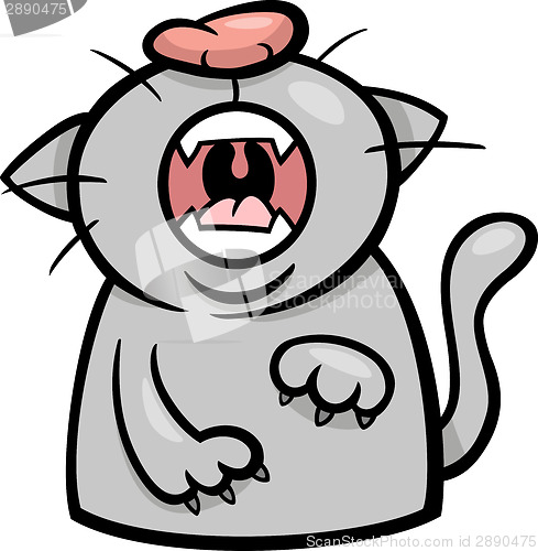 Image of cat yawn or meow cartoon illustration