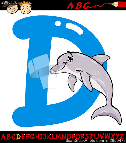 Image of letter d for dolphin cartoon illustration