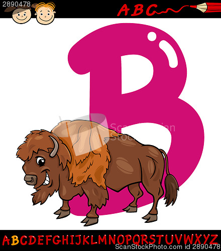 Image of letter b for bison cartoon illustration