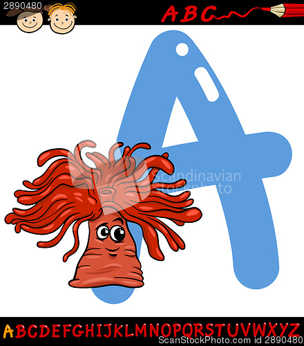 Image of letter a for anemone cartoon illustration