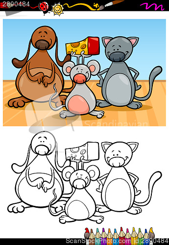 Image of cute pets cartoon coloring book