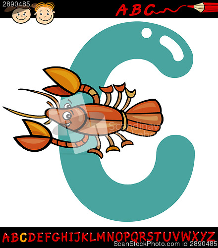 Image of letter c for crayfish cartoon illustration