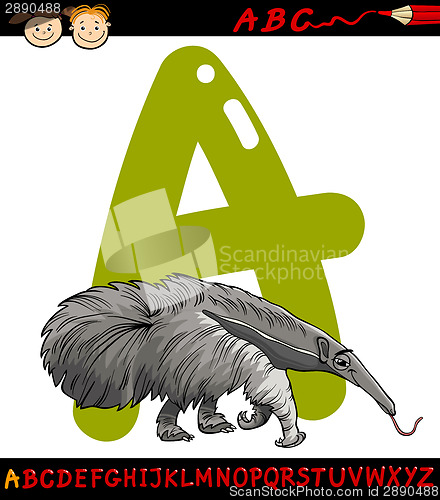 Image of letter a for anteater cartoon illustration