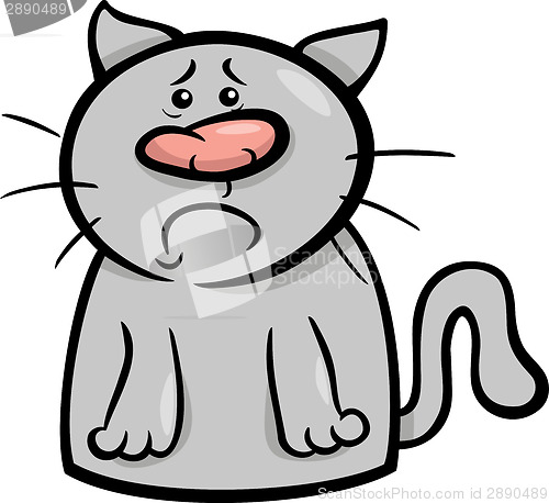 Image of mood sad cat cartoon illustration