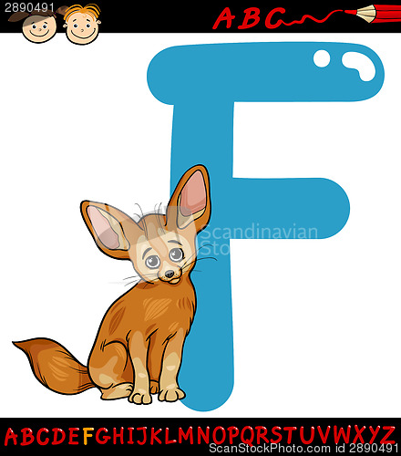 Image of letter f for fennec fox cartoon illustration