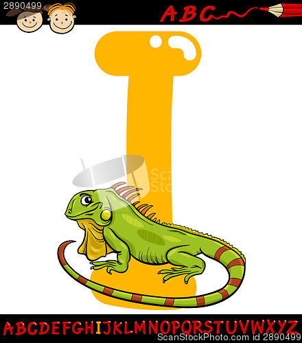 Image of letter i for iguana cartoon illustration