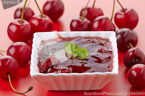 Image of bowl of cherry jam