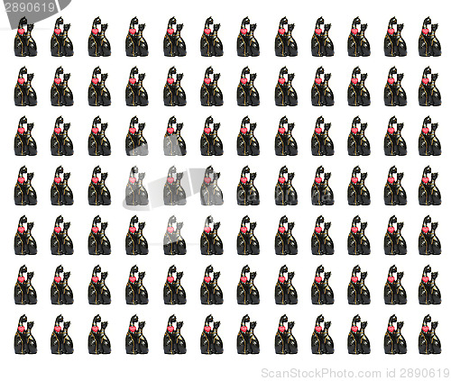 Image of many enamoured cats on white background