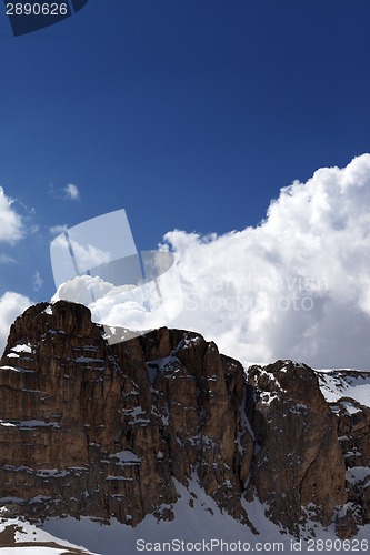 Image of Snowy rocks at nice day