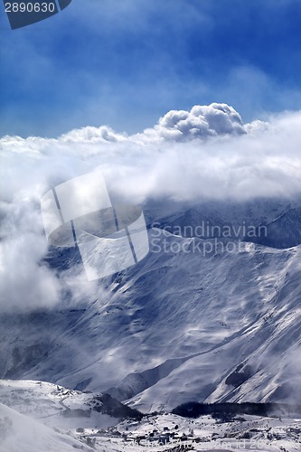 Image of View on ski resort at mist