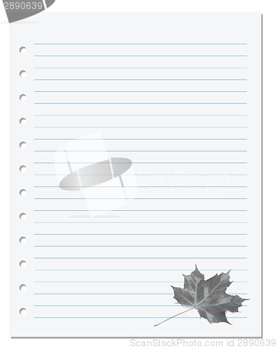 Image of Notebook paper with maple-leaf at background