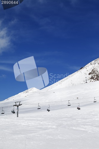 Image of Ski resort at sun winter day