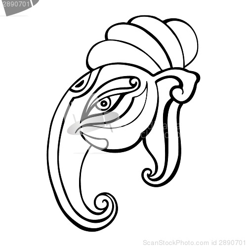 Image of Elephant head.. Ganesha Hand drawn illustration.