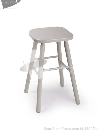 Image of Old wooden grey stool isolated