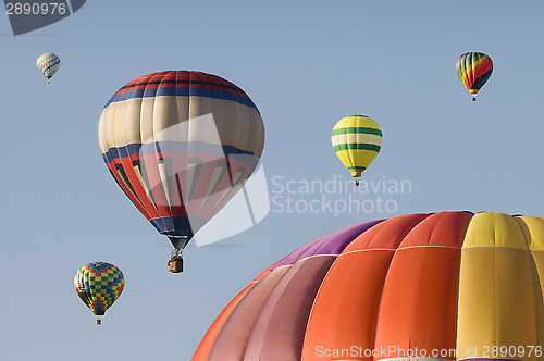 Image of Hot-air Balloons Floating in a Blue Sky