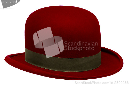 Image of Red bowler or derby hat