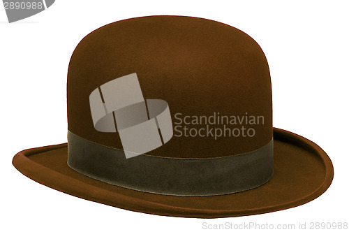 Image of Brown bowler or derby hat