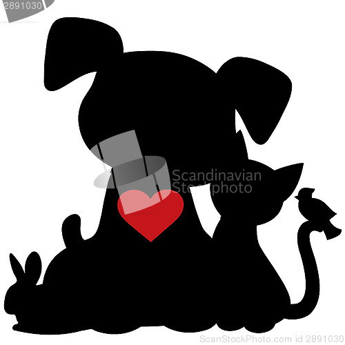 Image of Puppy Kitten Silhouette