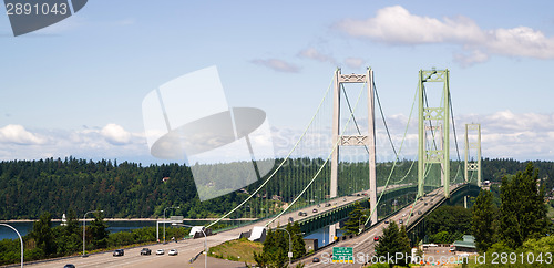 Image of Highway 16 Crossing Puget Sound Over Tacoma Narrows Bridge