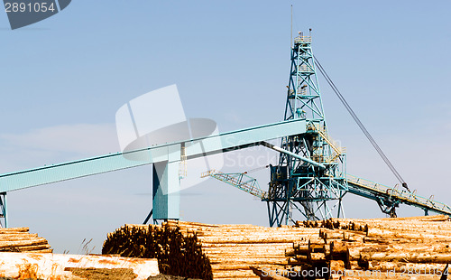 Image of Processing Tower Waterfront Log Storage Yard Paper Mill