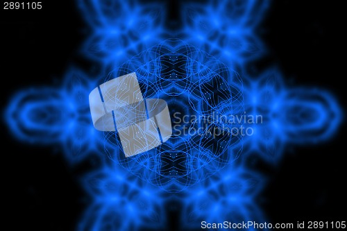 Image of Abstract blue light pattern on black