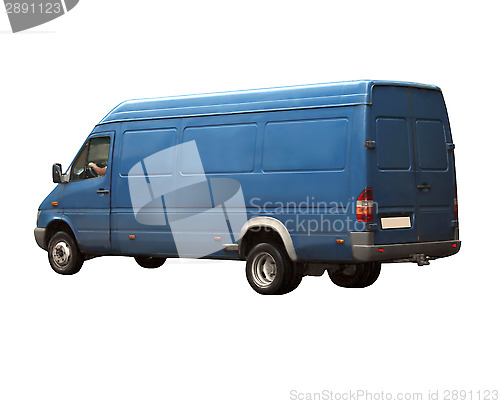 Image of blue minibus isolated