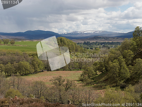 Image of West side of Glen Banchor, with the Cairngorms in the background